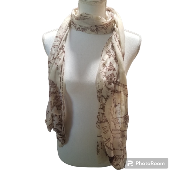 Marauder's Map Harry Potter wearable scarf vintage look - Picture 3 of 9
